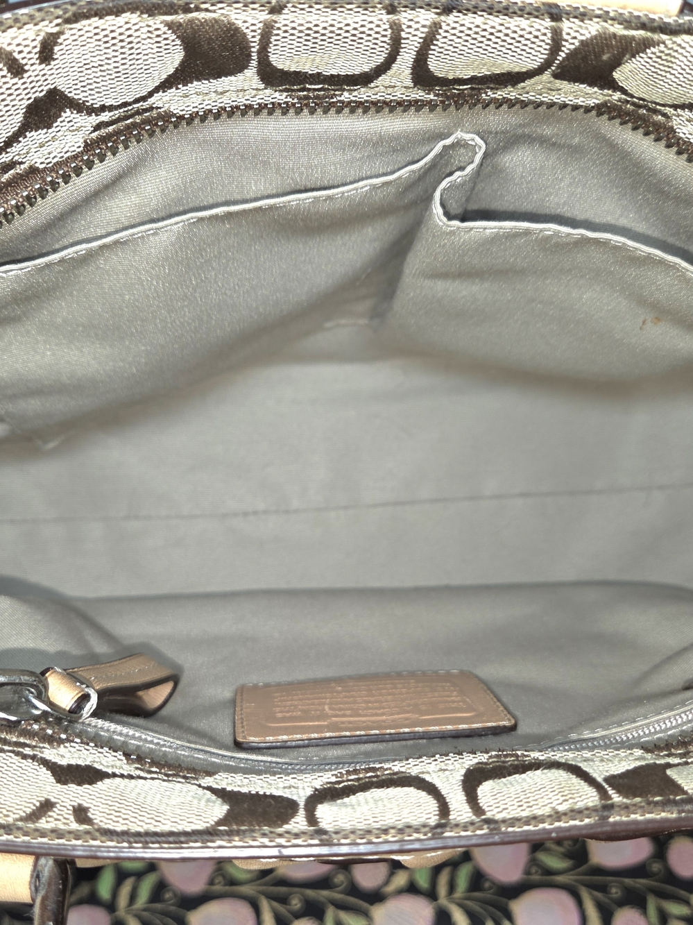 COACH Tan Signature Canvas Tote with Tassel - Picture 5 of 8